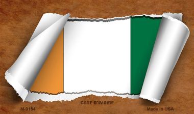 M-9164 Cote DIvoire Flag Scroll Novelty Metal Magnet - 3.5 x 2 in.