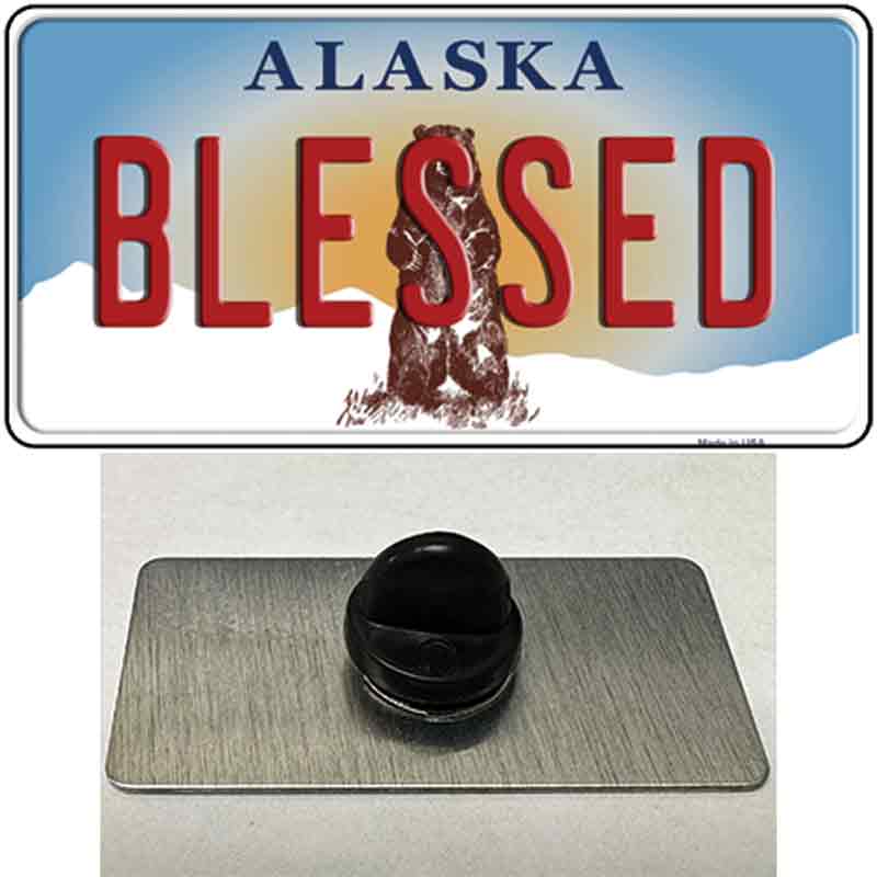 PIN-LP-9616 1.5 x 0.75 in. Blessed Alaska State Novelty Rectangle Metal Hat Pin
