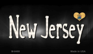 M-9468 New Jersey Flag Script Novelty Metal Magnet - 3.5 x 2 in.