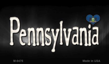 M-9476 Pennsylvania Flag Script Novelty Metal Magnet - 3.5 x 2 in.