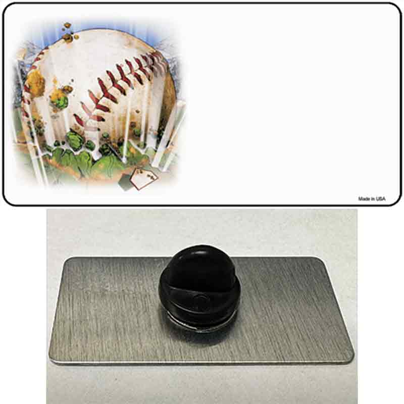 PIN-LP-2308 1.5 x 0.75 in. Baseball Offset Novelty Rectangle Metal Hat Pin