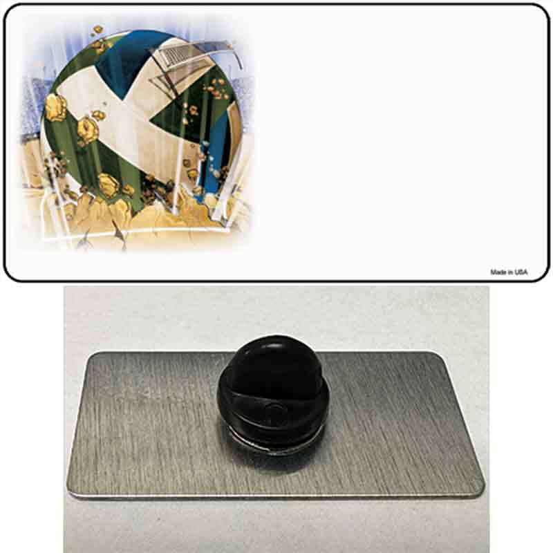 PIN-LP-2336 1.5 x 0.75 in. Volleyball Offset Novelty Rectangle Metal Hat Pin