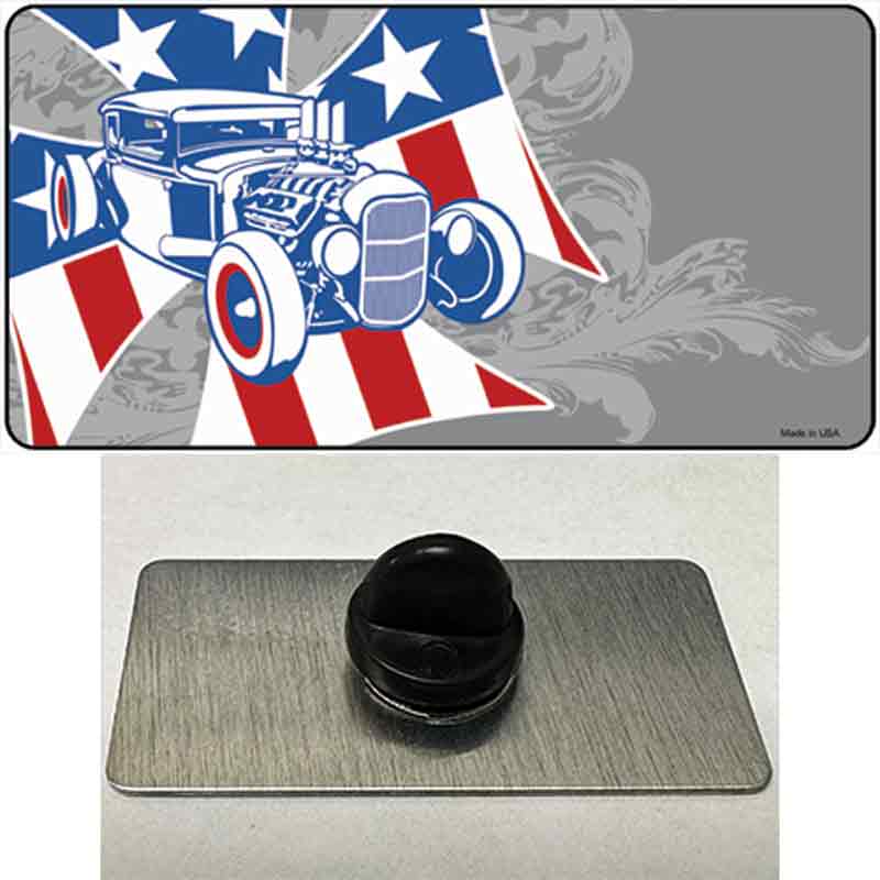 PIN-LP-2346 1.5 x 0.75 in. Retro Rod Offset Novelty Rectangle Metal Hat Pin