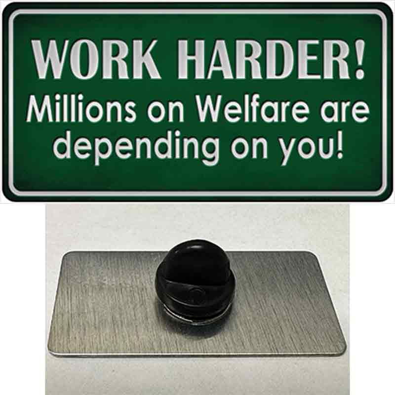 PIN-LP-8765 1.5 x 0.75 in. Work Harder Novelty Rectangle Metal Hat Pin