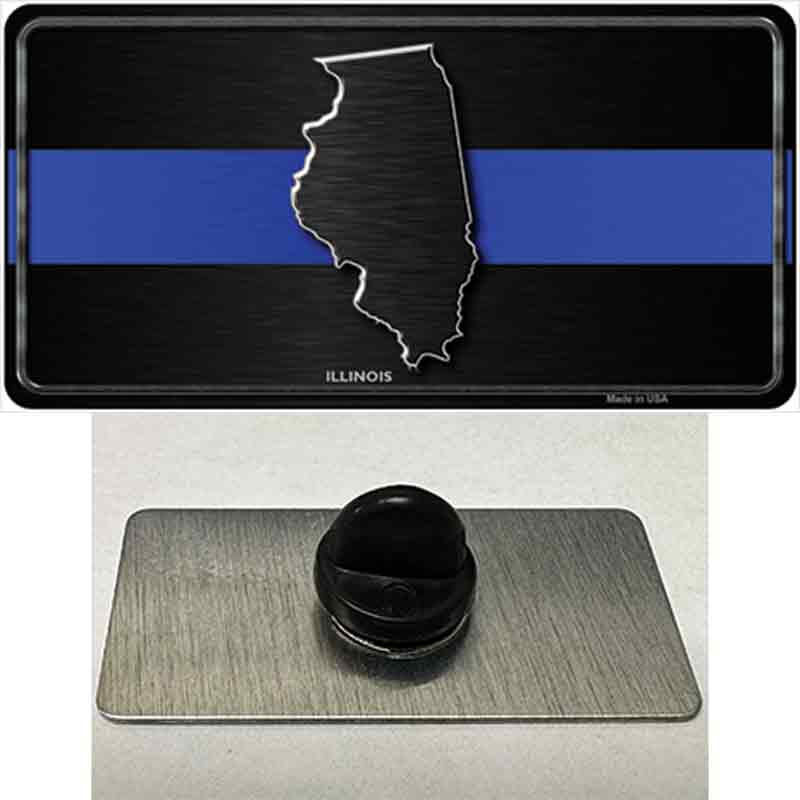PIN-LP-8895 1.5 x 0.75 in. Illinois Thin Blue Line Novelty Rectangle Metal Hat Pin