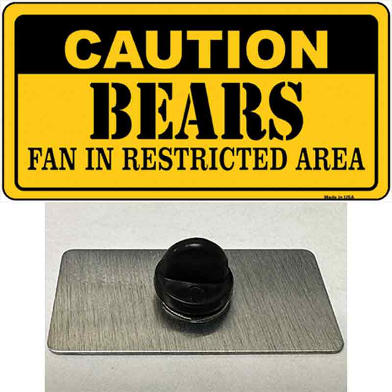 PIN-LP-2530 1.5 x 0.75 in. Caution Bears Novelty Rectangle Metal Hat Pin