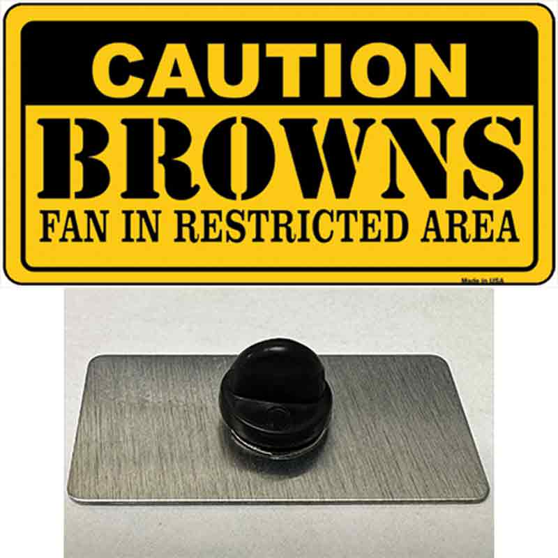 PIN-LP-2542 1.5 x 0.75 in. Caution Browns Novelty Rectangle Metal Hat Pin