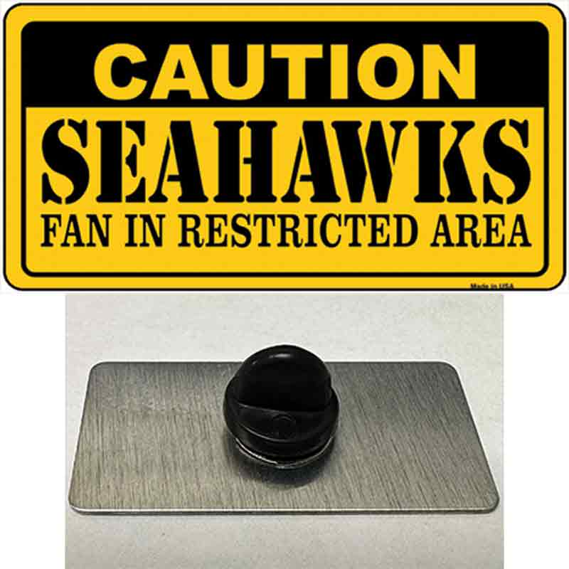 PIN-LP-2543 1.5 x 0.75 in. Caution Seahawks Novelty Rectangle Metal Hat Pin