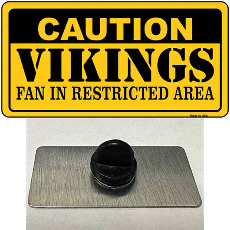 PIN-LP-2545 1.5 x 0.75 in. Caution Vikings Novelty Rectangle Metal Hat Pin