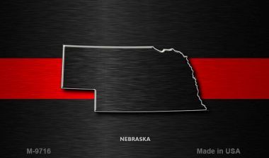 M-9716 Nebraska Thin Red Line Novelty Metal Magnet - 3.5 x 2 in.