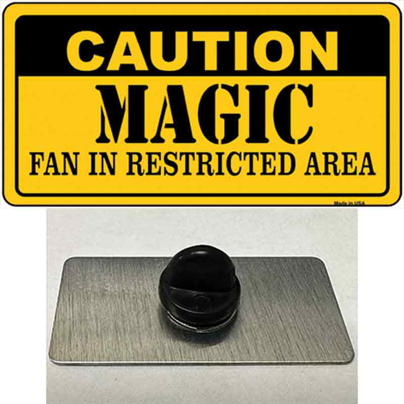 PIN-LP-2614 1.5 x 0.75 in. Caution Magic Fan Novelty Rectangle Metal Hat Pin