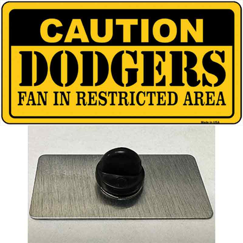 PIN-LP-2637 1.5 x 0.75 in. Caution Dodgers Fan Novelty Rectangle Metal Hat Pin
