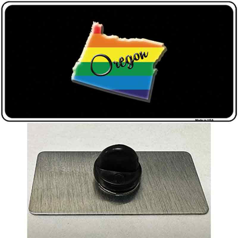 PIN-LP-6351 1.5 x 0.75 in. Oregon Rainbow Novelty Rectangle Metal Hat Pin