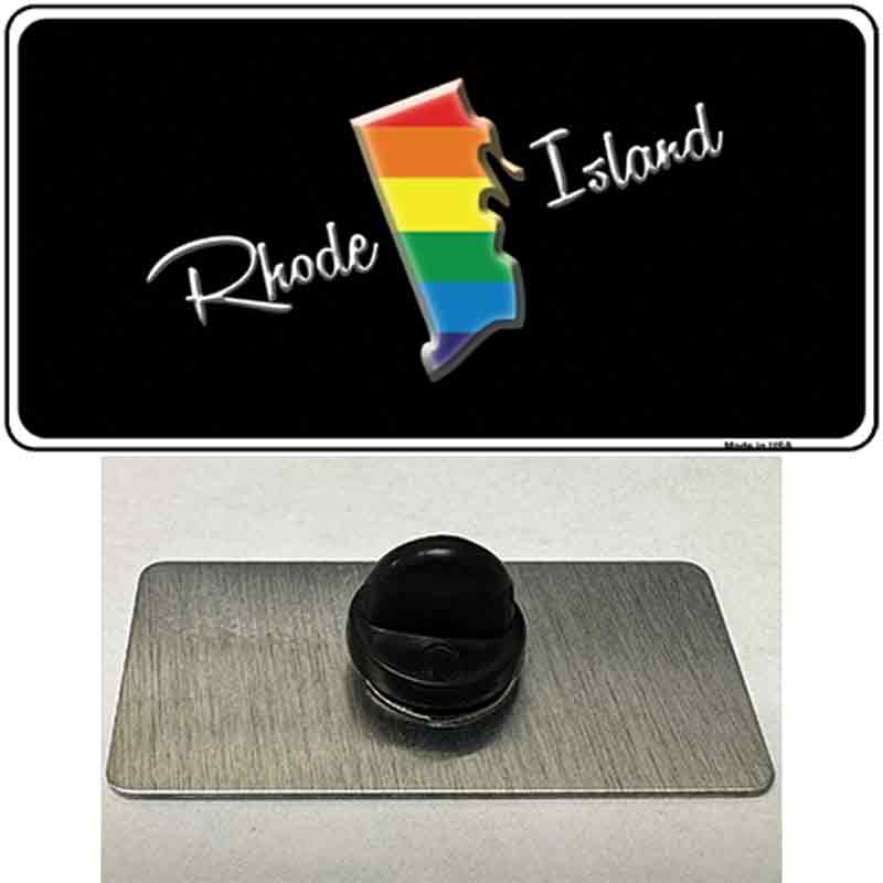 PIN-LP-6353 1.5 x 0.75 in. Rhode Island Rainbow Novelty Rectangle Metal Hat Pin