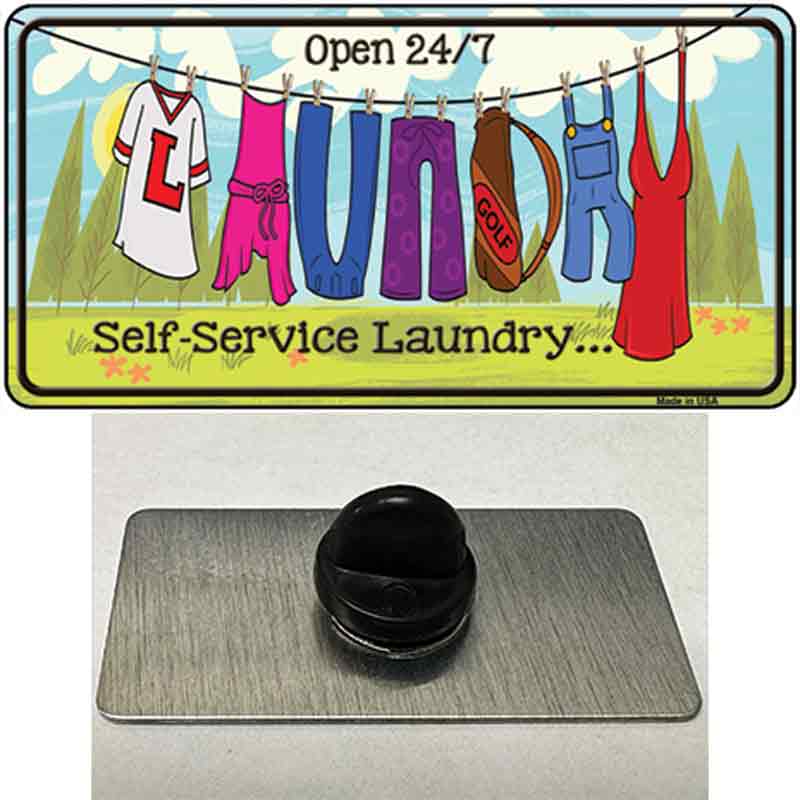 PIN-LP-6894 1.5 x 0.75 in. Laundry Self Service Novelty Rectangle Metal Hat Pin
