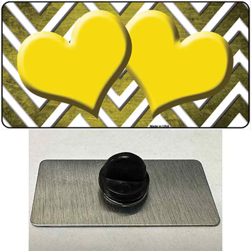 PIN-LP-7071 1.5 x 0.75 in. Yellow & White Hearts Chevron Oil Rubbed Novelty Rectangle Metal Hat Pin -  Smart Blonde