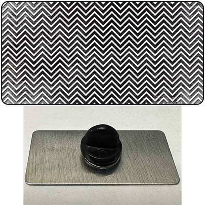 PIN-LP-7142 1.5 x 0.75 in. Black & White Small Chevron Oil Rubbed Novelty Rectangle Metal Hat Pin