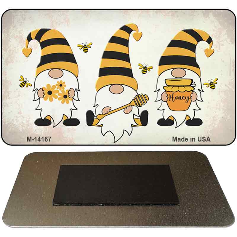 M-14167 3.5 x 2 in. Gnomes Honeybees Novelty Rectangle Metal Magnet