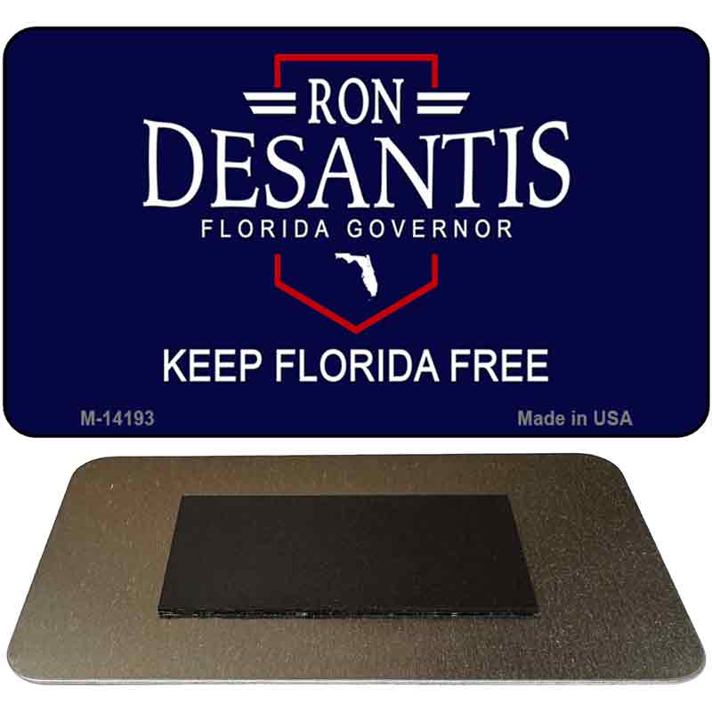 M-14193 3.5 x 2 in. Ron Desantis Blue Novelty Rectangle Metal Magnet