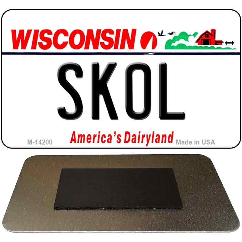 M-14200 3.5 x 2 in. Skol Wisconsin Novelty Rectangle Metal Magnet
