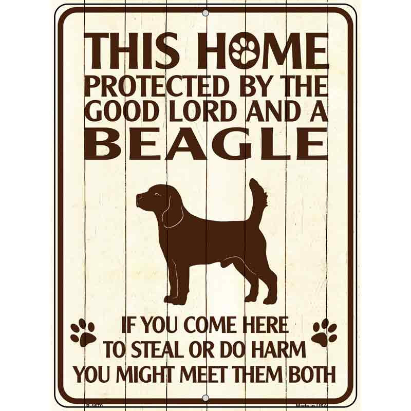 P-1670 9 x 12 in. This Home Protected by A Beagle Rectangle Metal Novelty Parking Sign