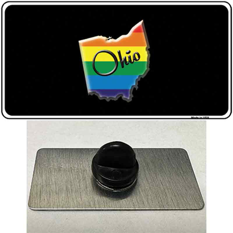 PIN-LP-6349 1.5 x 0.75 in. Ohio Rainbow Novelty Rectangle Metal Hat Pin