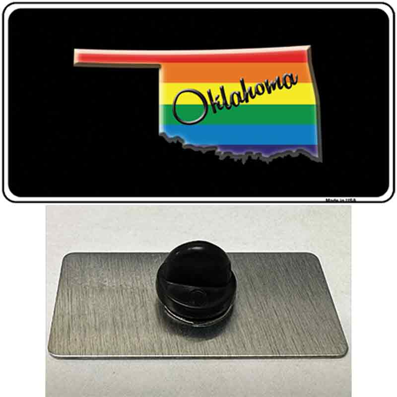 PIN-LP-6350 1.5 x 0.75 in. Oklahoma Rainbow Novelty Rectangle Metal Hat Pin