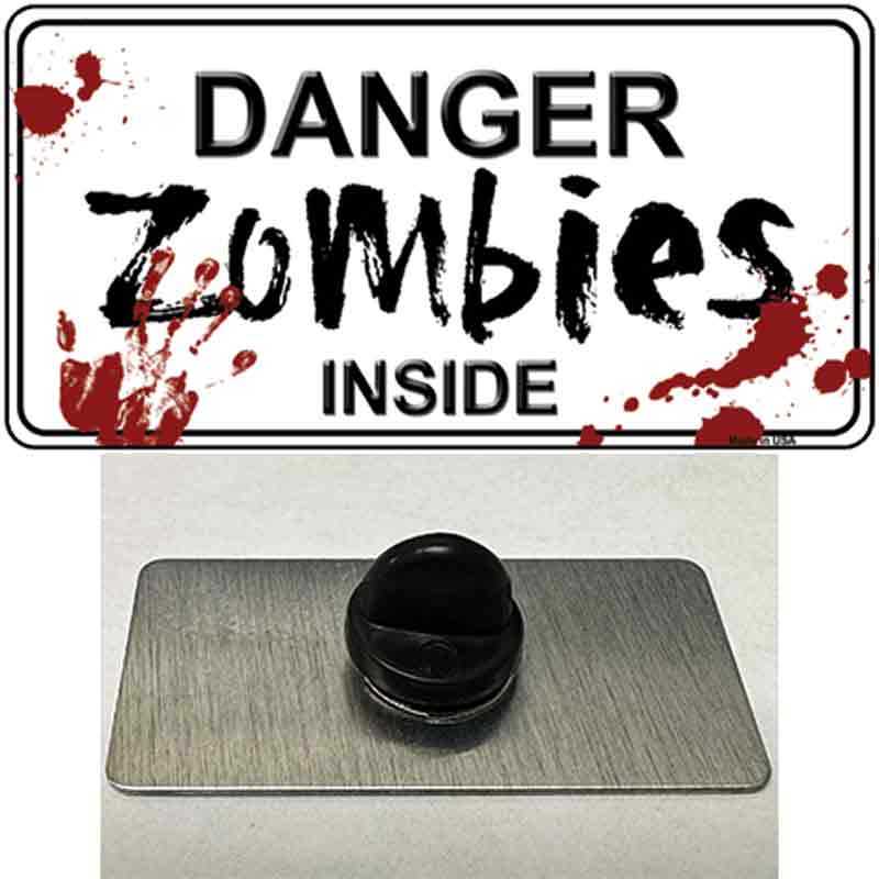 PIN-LP-6880 1.5 x 0.75 in. Danger Zombies Inside Novelty Rectangle Metal Hat Pin