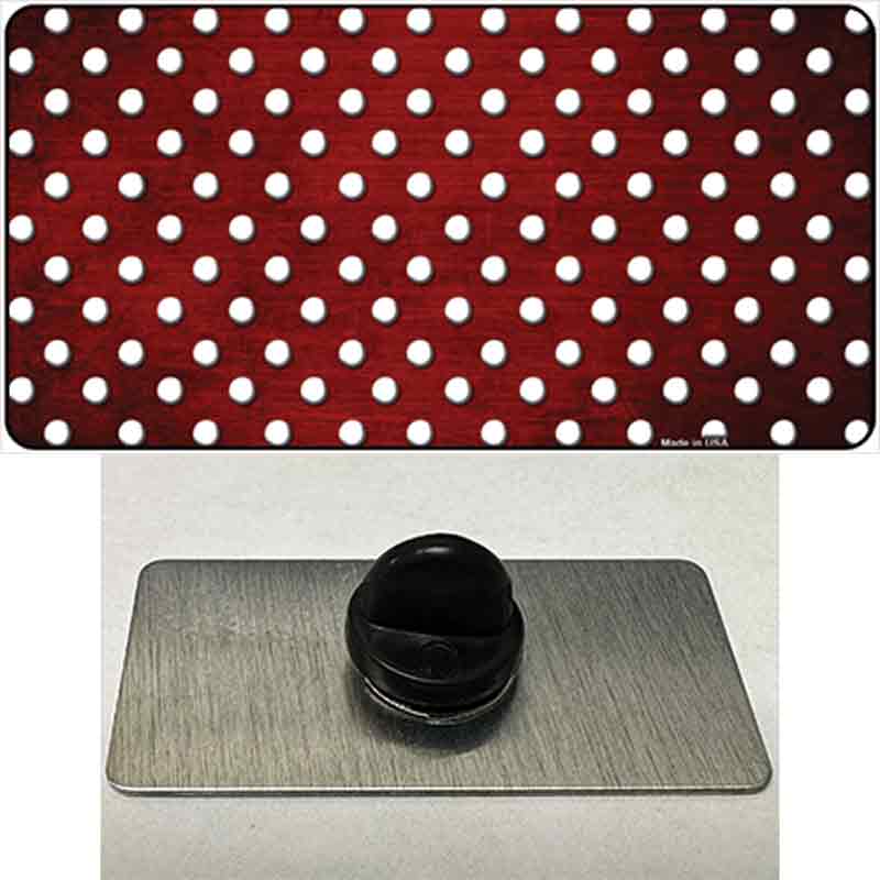 PIN-LP-7383 1.5 x 0.75 in. Red & White Small Dots Oil Rubbed Novelty Rectangle Metal Hat Pin