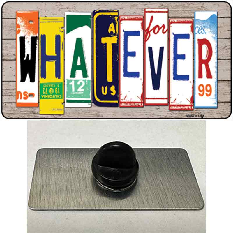 PIN-LP-7938 1.5 x 0.75 in. Whatever Wood License Plate Art Novelty Rectangle Metal Hat Pin