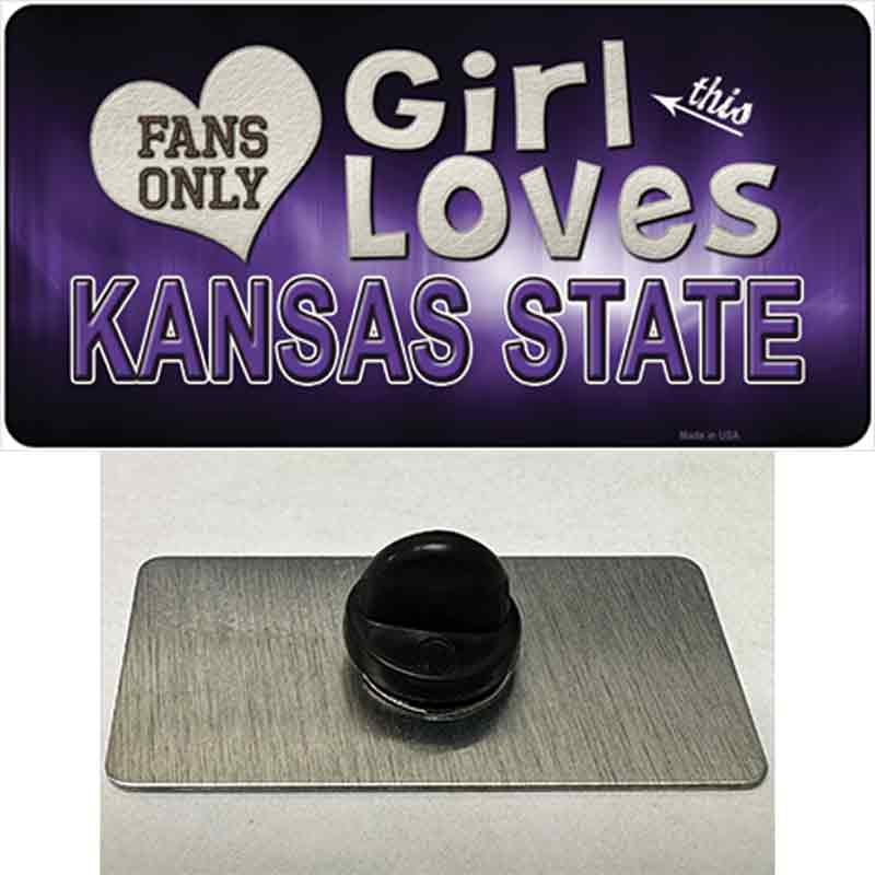 PIN-LP-8485 1.5 x 0.75 in. This Girl Loves Kansas State Novelty Rectangle Metal Hat Pin -  Smart Blonde
