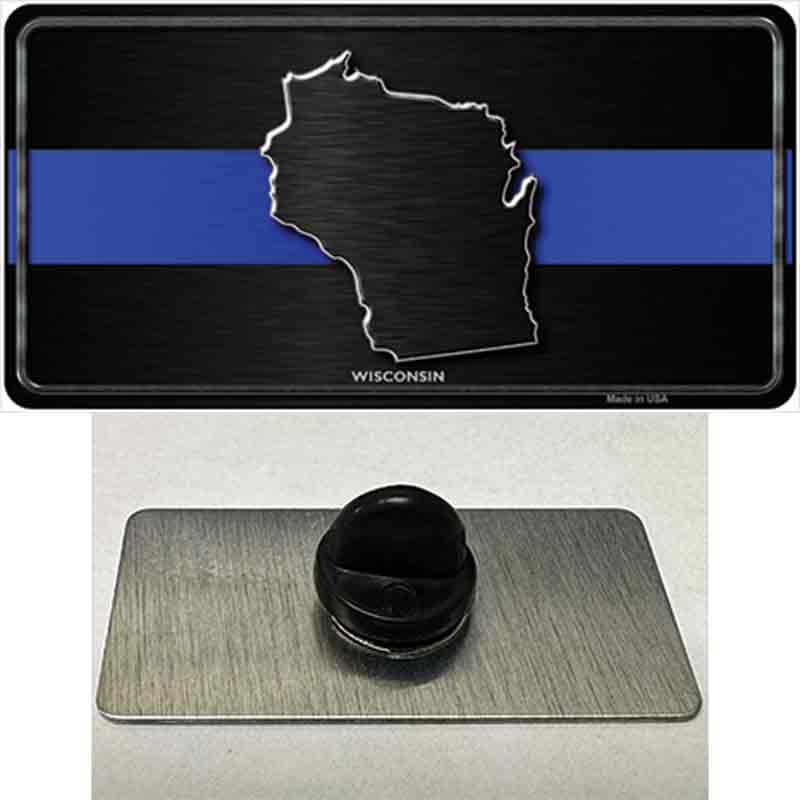 PIN-LP-8931 1.5 x 0.75 in. Wisconsin Thin Blue Line Novelty Rectangle Metal Hat Pin