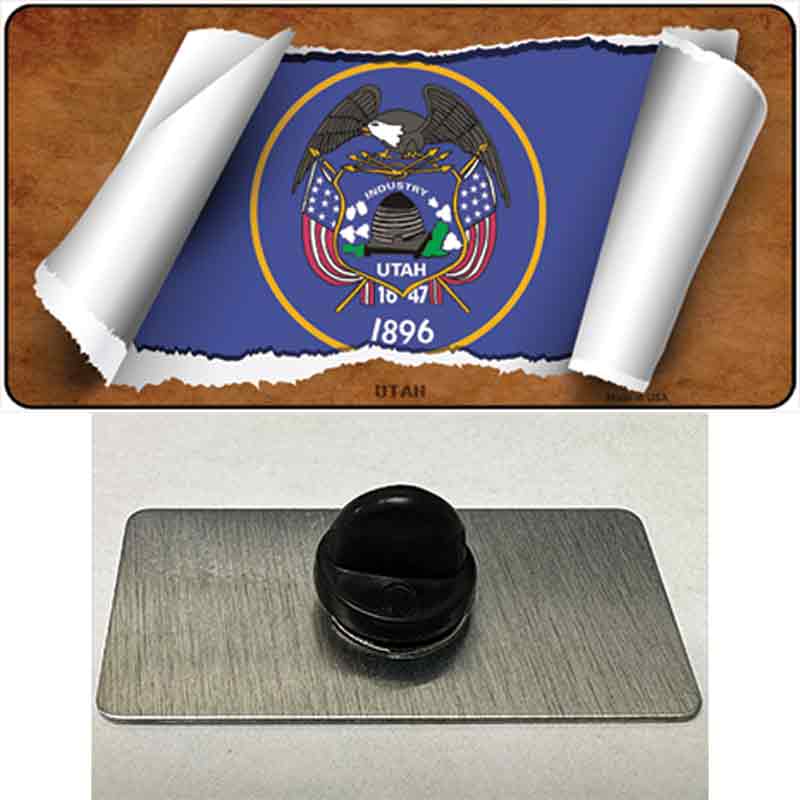 PIN-LP-9050 1.5 x 0.75 in. Utah Flag Scroll Novelty Rectangle Metal Hat Pin