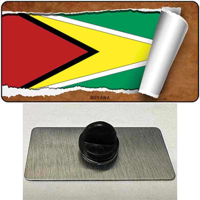 PIN-LP-9111 1.5 x 0.75 in. Guyana Flag Scroll Novelty Rectangle Metal Hat Pin