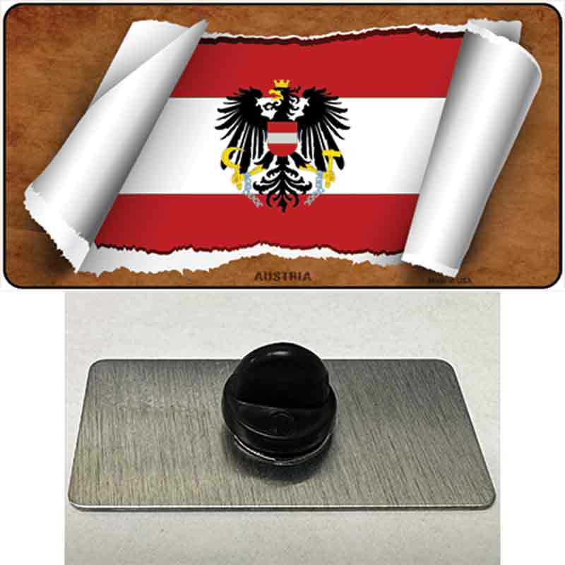 PIN-LP-9129 1.5 x 0.75 in. Austria Flag Scroll Novelty Rectangle Metal Hat Pin