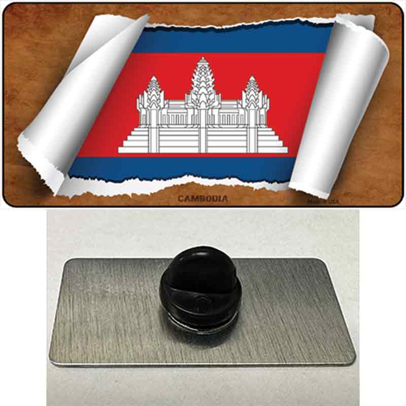 PIN-LP-9148 1.5 x 0.75 in. Cambodia Flag Scroll Novelty Rectangle Metal Hat Pin