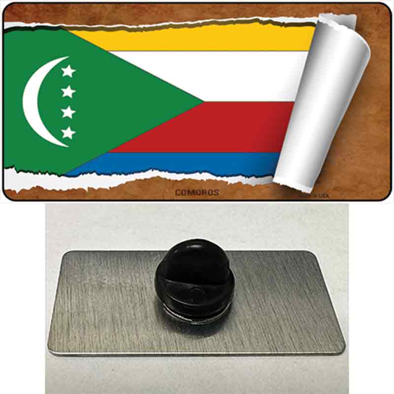 PIN-LP-9157 1.5 x 0.75 in. Comoros Flag Scroll Novelty Rectangle Metal Hat Pin