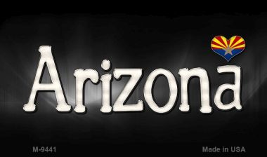 M-9441 Arizona Flag Script Novelty Metal Magnet - 3.5 x 2 in.