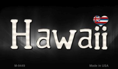 M-9449 Hawaii Flag Script Novelty Metal Magnet - 3.5 x 2 in.