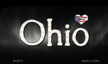 M-9473 Ohio Flag Script Novelty Metal Magnet - 3.5 x 2 in.
