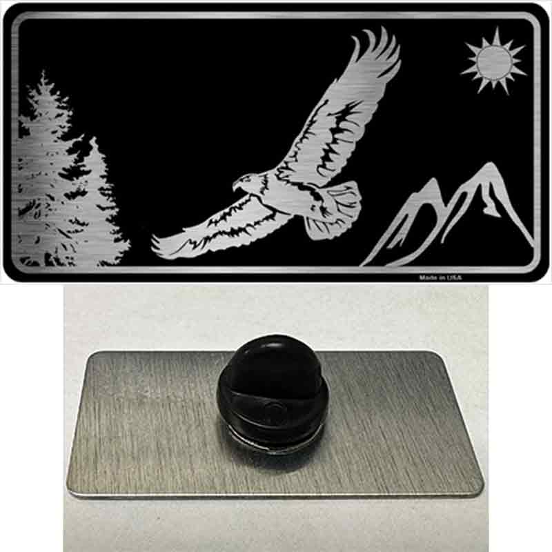 PIN-LPC-1078 1.5 x 0.75 in. Eagle Black Brushed Chrome Novelty Rectangle Metal Hat Pin