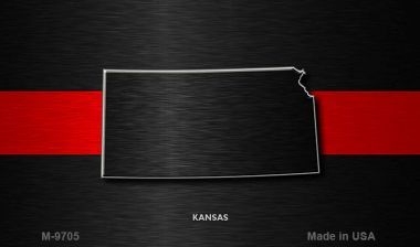 M-9705 Kansas Thin Red Line Novelty Metal Magnet - 3.5 x 2 in.