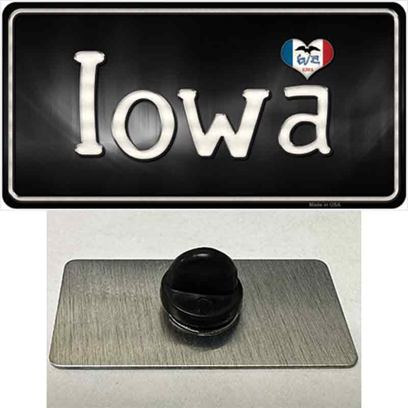 PIN-LP-9453 1.5 x 0.75 in. Iowa Flag Script Novelty Rectangle Metal Hat Pin
