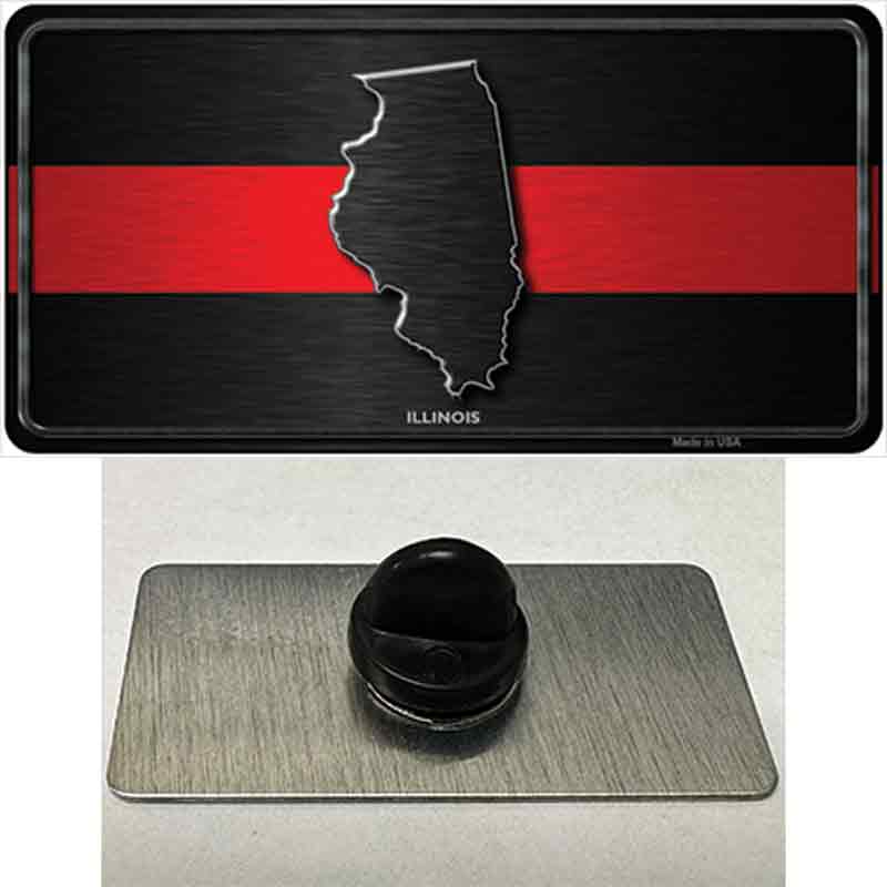 PIN-LP-9702 1.5 x 0.75 in. Illinois Thin Red Line Novelty Rectangle Metal Hat Pin