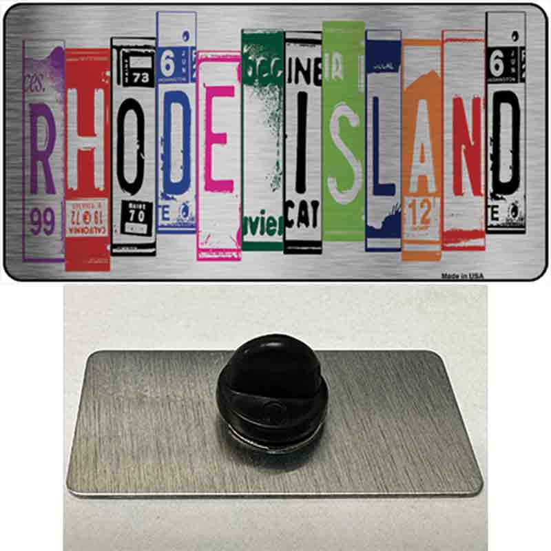 PIN-LPC-1053 1.5 x 0.75 in. Rhode Island License Plate Art Novelty Rectangle Metal Hat Pin