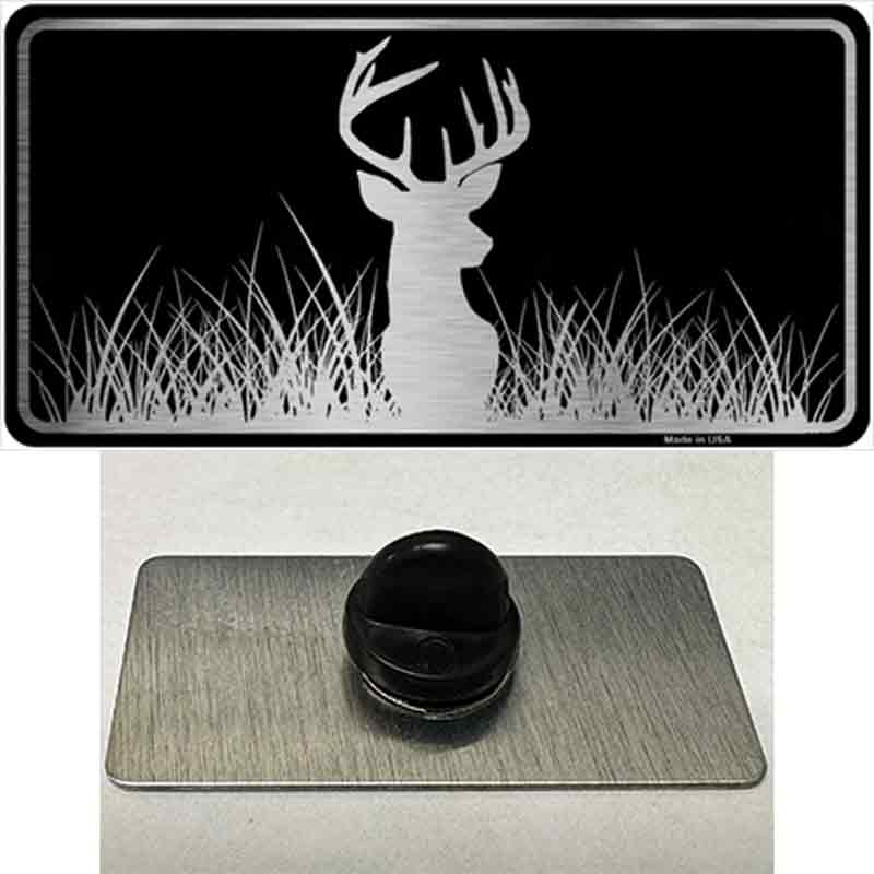 PIN-LPC-1066 1.5 x 0.75 in. Deer Black Brushed Chrome Novelty Rectangle Metal Hat Pin