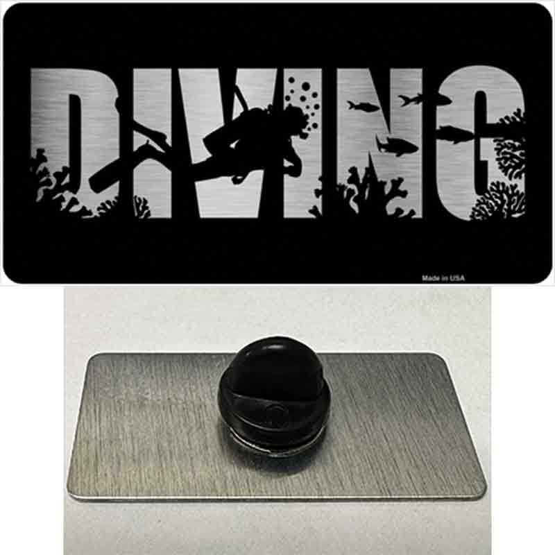 PIN-LPC-1143 1.5 x 0.75 in. Diving Brushed Chrome Novelty Rectangle Metal Hat Pin