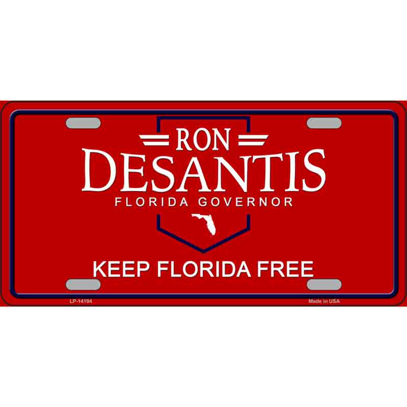 LP-14194 12 x 6 in. Ron Desantis Red Novelty Rectangle Metal License Plate