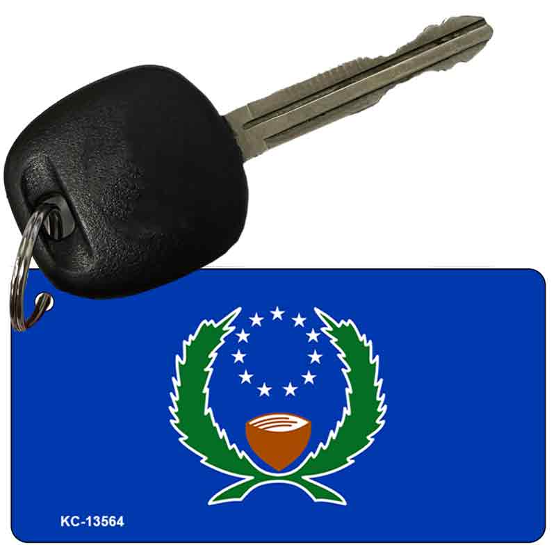 KC-13564 3 x 1.5 in. Pohnpei Flag Novelty Rectangle Metal Key Chain
