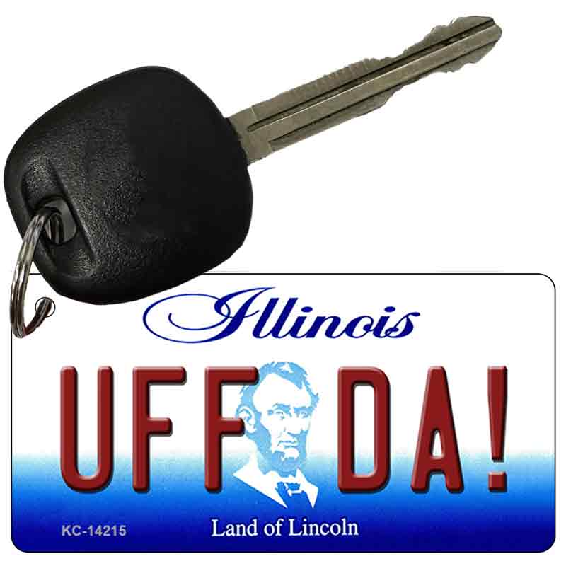 KC-14215 3 x 1.5 in. Uff Da Illinois Novelty Rectangle Metal Key Chain